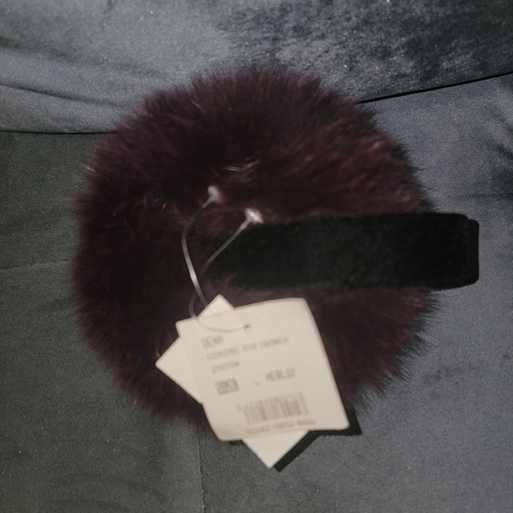 NWT Genuine Fox Fur Merlot Earmuffs Velvet Band - Picture 5 of 9